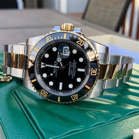 rolex submariner steel and gold black dial|Rolex Submariner two tone gold.